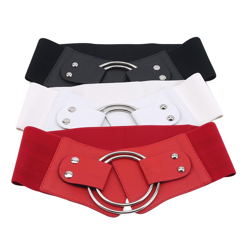 

New product Belts For Women Fashion Waist Elastic Ladies Band Round Buckle Decoration Coat Sweater Dress Waistband, White