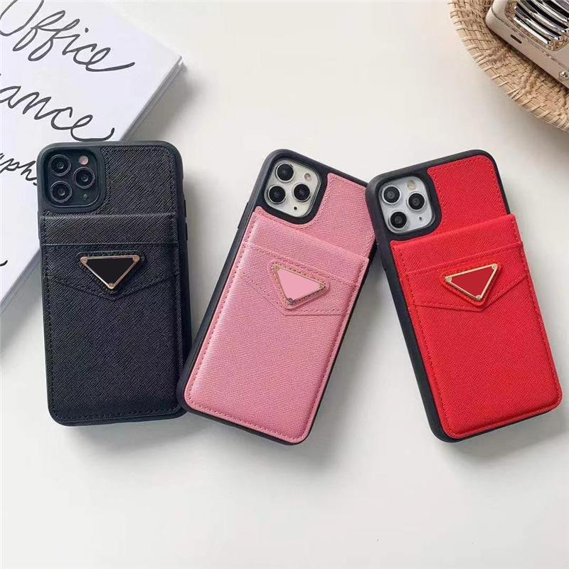 

2PCS PC009 Fashion Classic Luxury Leather Card Holder Wallet Phone Cases Case For iPhone 13 12 Mini 11 Pro Max XS 8 7Plus 6S, Black