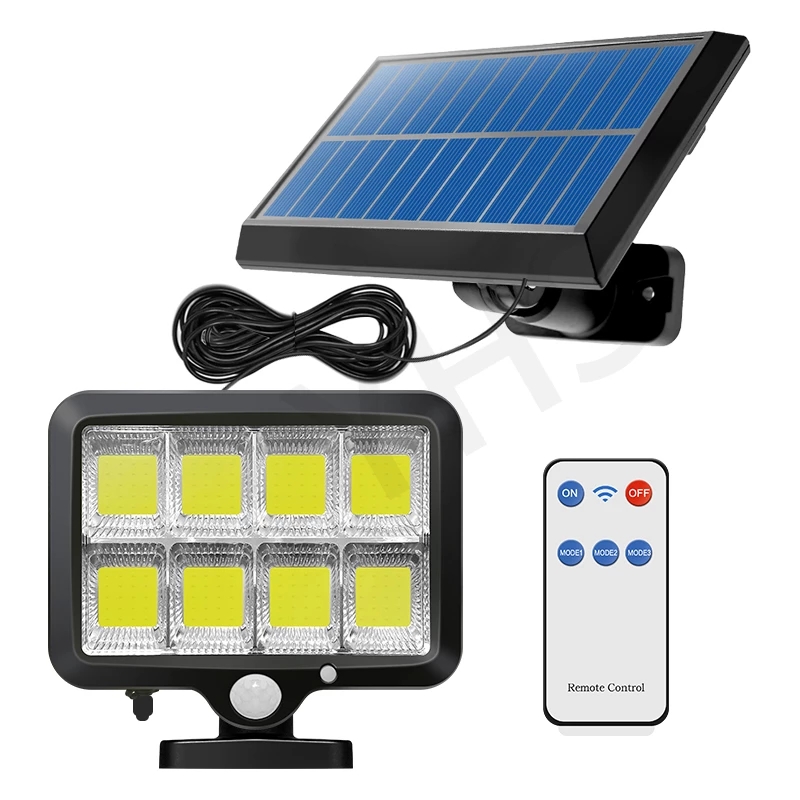 

120COB 160COB Splited Solar Lamp Garden Wall Night Lighting Motion Sensor Waterproof Outdoor 3 Modes Remote Control 5M Cord