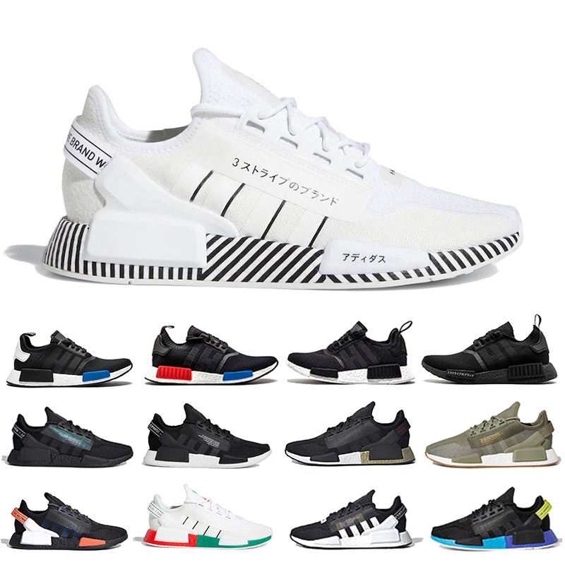 

NMD R1 V2 mens running shoes Dazzle Camo White Black Red and Blue Paris Munich Mexico City Japanese White Olive Green women trainers metallic gold sports sneakers, Item#33