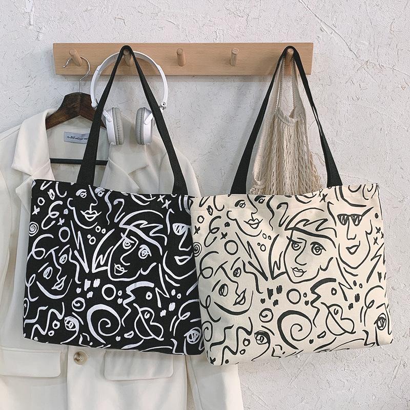 

Women Tote Bag Fashion Letter Big Capality Canvas Casual Shoulder Messenger Bags Patchwork Shopping Cross Body