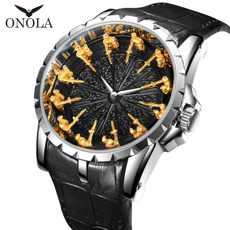 

Wristwatches Informal Men's Luxury Watch, Waterproof Leather Decorative Design, Long Life, 3809rosegoldgreen