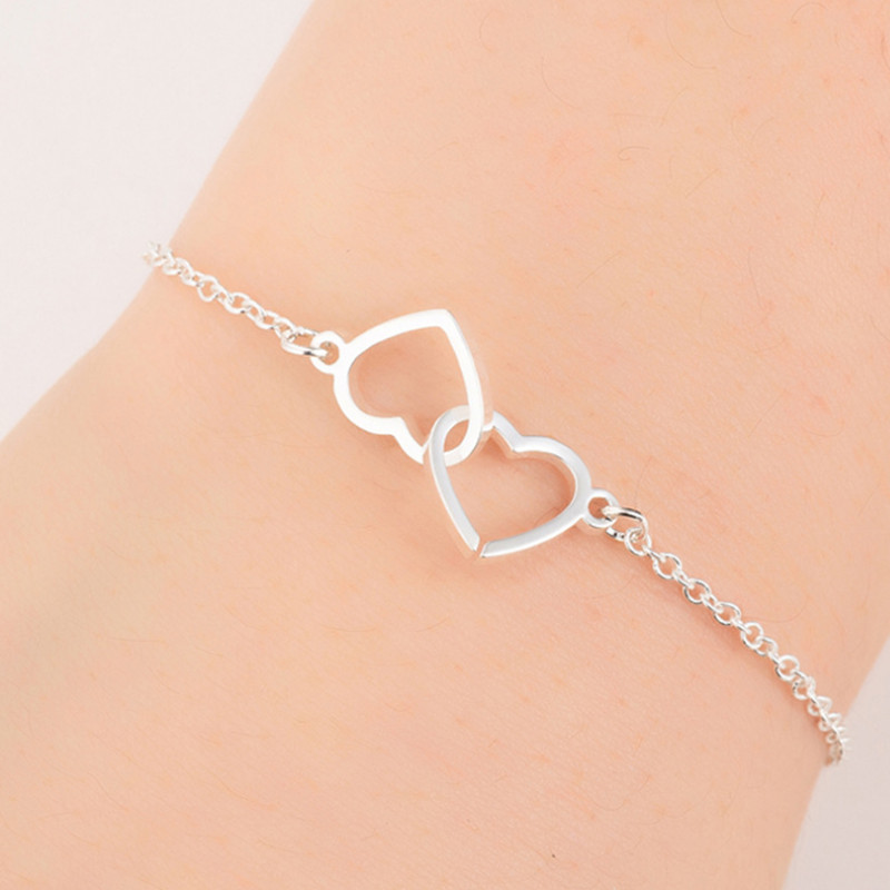 

Europe And The United States Contracted Either Stainless Steel Bracelet Small Peach Heart Pendant Bracelet With Mother's Day