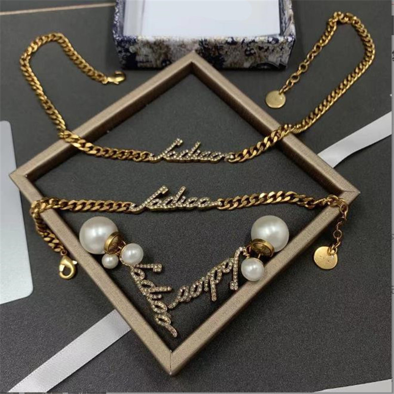 

New letter chain necklace female star neck retro fashion bracelet