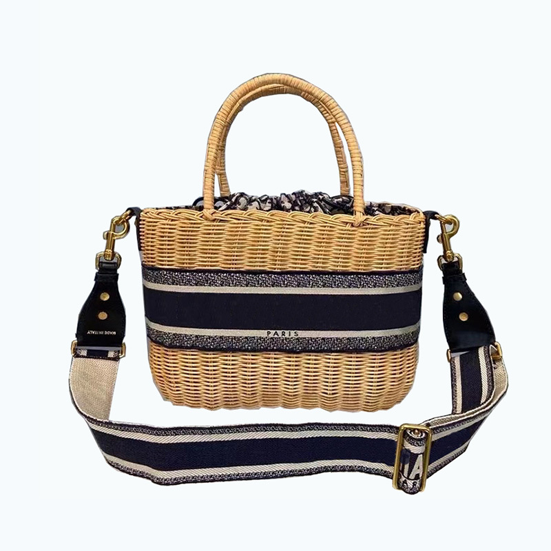 

2021 fashion bags of women wicker basket bag with totes for lady, Beige