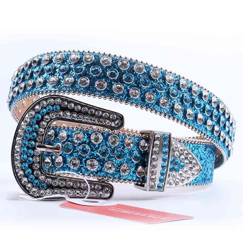 

Designer belts 2023 Western Cowgirl Cowboy Rhinestone Luxury Ladies Genuine Leather s High Quality Silver Buckle Belt AGHQ