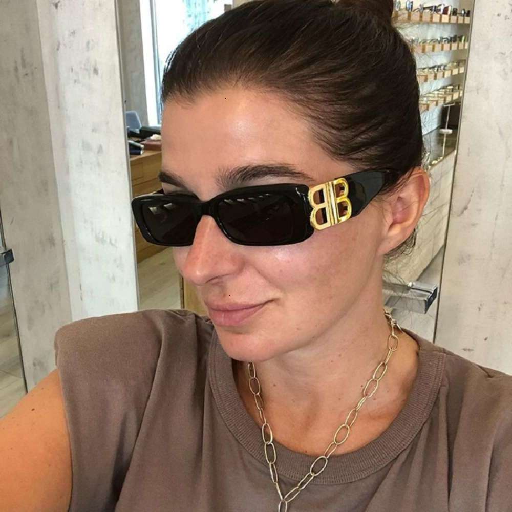 

sunglasses 2021 Small rectangle fingerprint Designer Square men's sunglasses Shades Women's UV400 Oculos Lunet De Soleil, Black