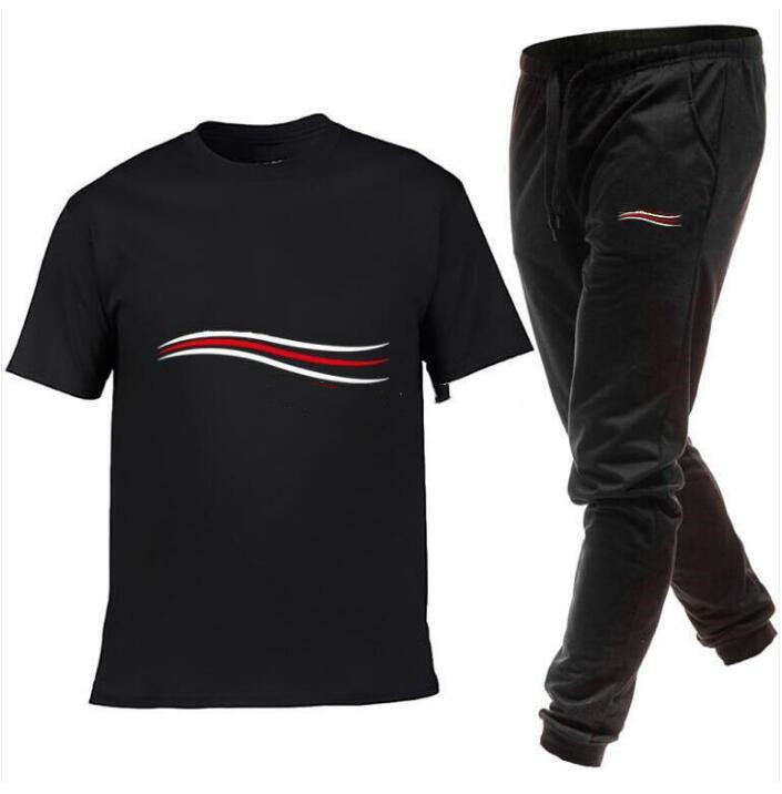 

Men's clothing Two Piece Set Men Short Sleeve T Shirt Top + Long Pant Men's Tracksuits Letters Print Casual T-shirt Sportswear tees Trousers, Gray