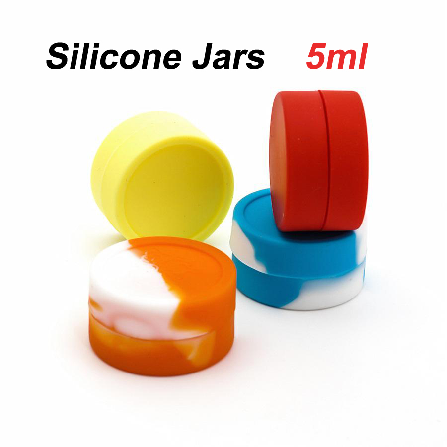 

5ml Food Grade Non-stick Silicone Jar Container 32*18mm Box Round Concentrate Oil Storage Jars With Acrylic Shield For Dabs