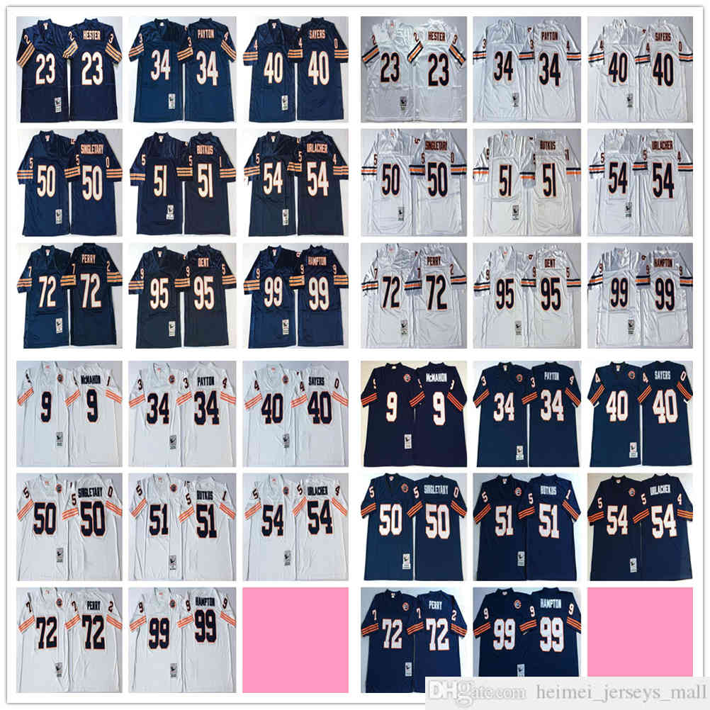 

NCAA Vintage 75th Retro College Football 34 Walter Payton Jersey 54 Brian Urlacher 51 Dick Butkus 72 Perry Hampton Dan Hampton Jerseys Blue White Stitched, As the picture