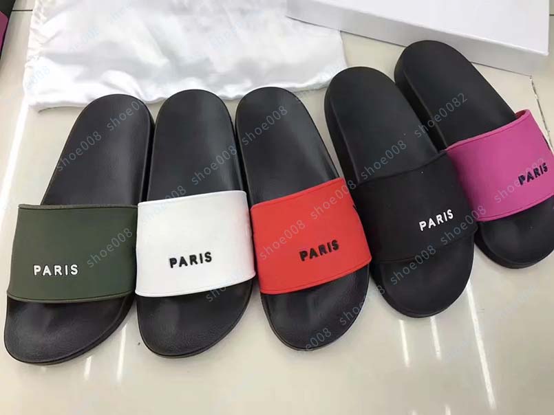 

High Quality Men Women Summer Rubber Sandals Beach Slide Fashion Scuffs Slippers Indoor Shoes Size EUR 35-45 With Box 28, Black