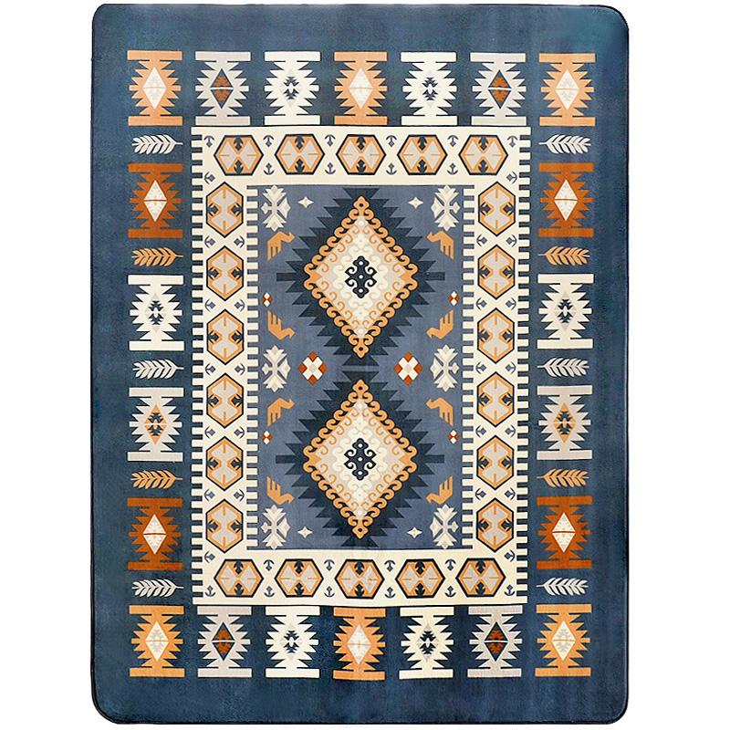 

Carpets Carpet Living Room Large Area Blue Table Machine Washable Carpettile Bedside Home Ground Mat Bedroom, Rhombus pattern blue