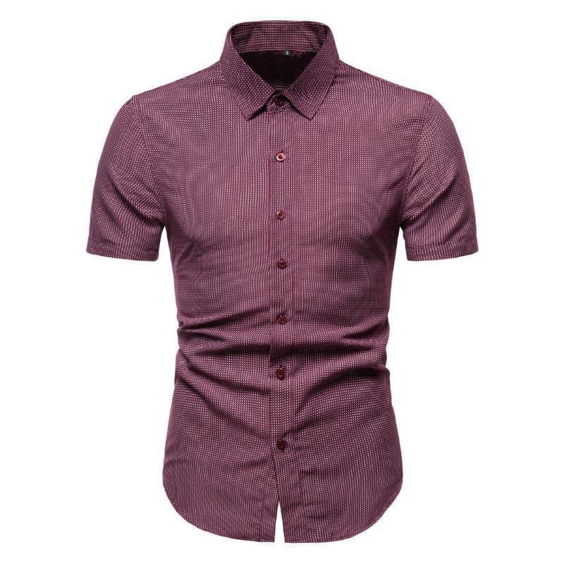 

Mens Shirts Simple Polka dot Print Short Sleeve Shirt Fashion Casual Slim Blouse Male Summer New Arrival White Black