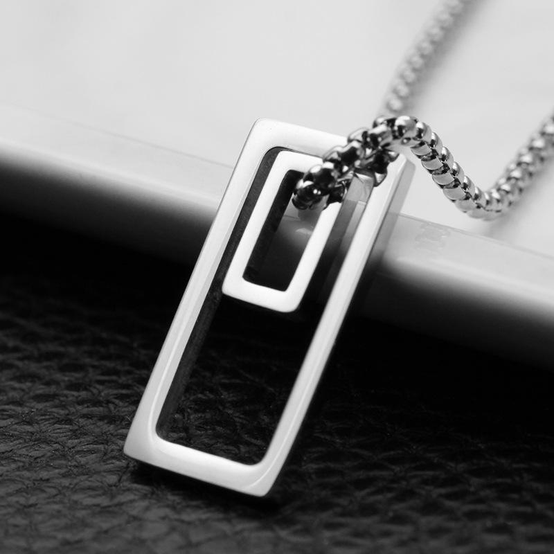 

Pendant Necklaces Fashion Frosty Personality Box Necklace Men's And Women's Geometric Set Lovers Couple Matching Decoration
