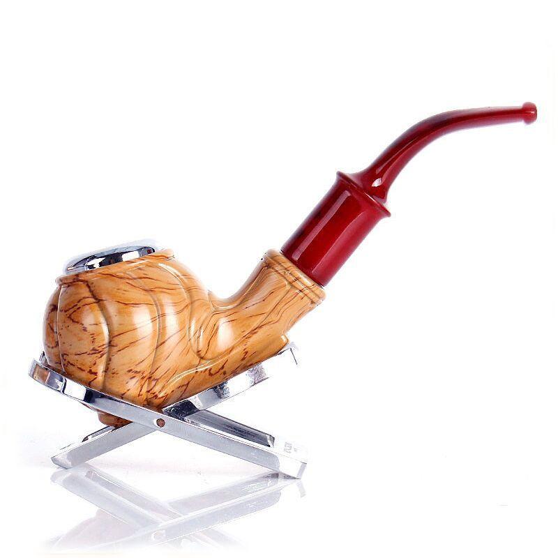 

Classic Durable Smoking Tobacco Pipe Can Be Dismantled 14.2cm Bent Cigarette Pipes Filter Resin Tube Free Gift Box Set