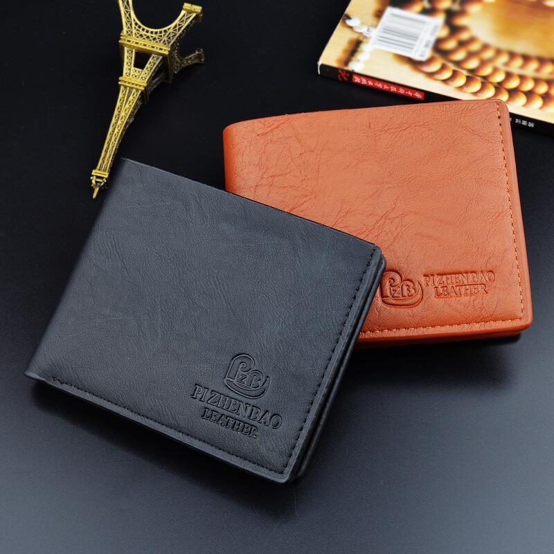 

Wallets Fashion Men Short Wallet Lichi Grain PU Leather For Big Capacity Money Bag Purse Business Po Holder, Red;black