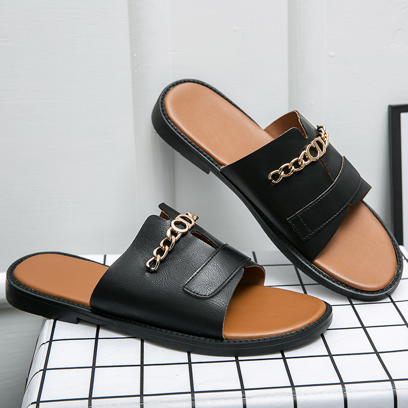 

2021 Top quality trendy men's women's summer high-end leather slippers sandals beach slide fashion indoor shoes size 38-48, Box