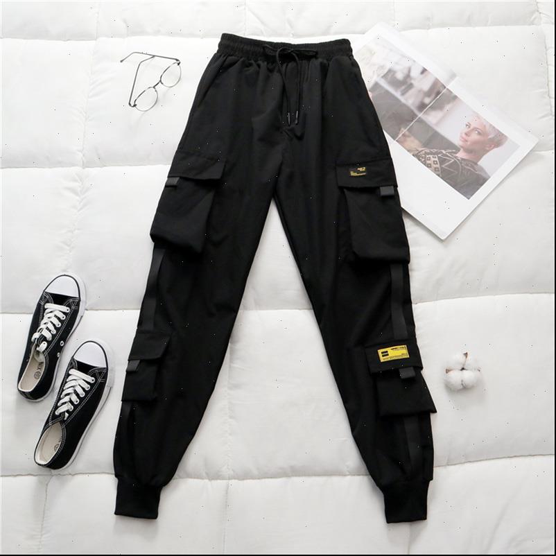

spring womens women capri high waist cargo pants winter fur sports loose harajuku bf velvet elastics trousers, Black;white