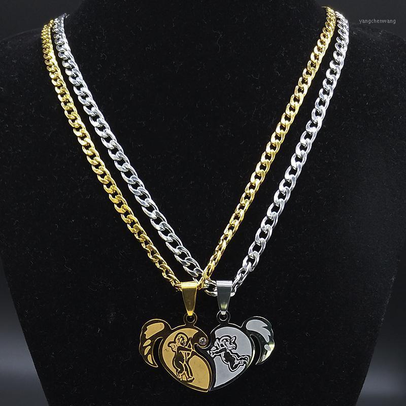 

2pcs Fashion Angle Stainless Steel Chain Necklace Women Golod And Silver Color Couple Jewelry Colgante N19776S05 Chains