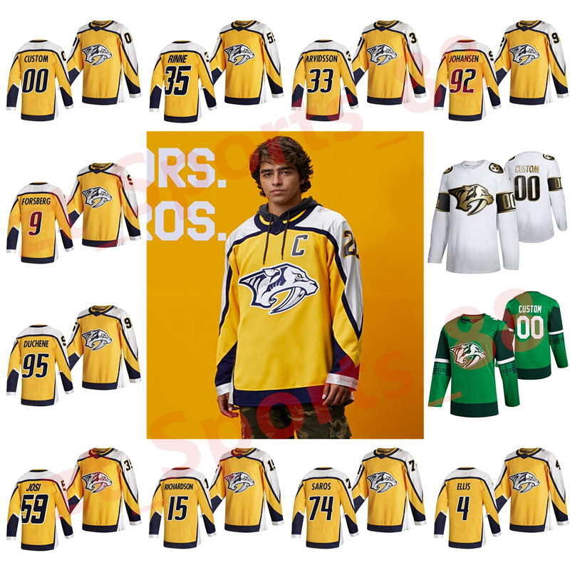 

Nashville Predators 2021 Reverse Retro Hockey Jerseys Roman Josi Jersey Pekka Rinne Filip Forsberg Viktor Arvidsson Ryan Ellis Custom Stitch, As shown in illustration