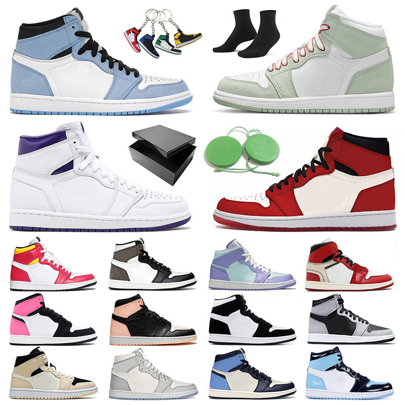 

With Box Original Jumpman 1 1s Basketball Shoes Men Women High OG Court Purple University Blue Mid Milan Grey Shadow Cactus Jack Mocha Obsidian Sneakers Trainers, B6 36-46 mid light smoke grey