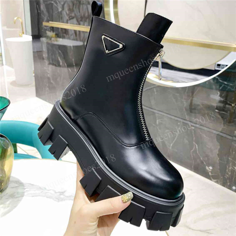 

High Quality Winter Womens Leather Boots Calfskin Martin Shoe Ankle Sneakers Bottes Casual Shoes Ladies Outdoor chaussure Thick Bottom Work Snow Boot With Box, Pd-01