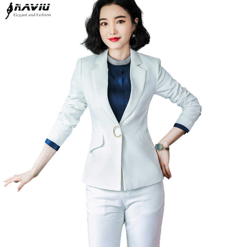 

Professional Formal Pants Suit Women Fashion Long Sleeve Slim Blazer and Trousers Office Lady Business Work Wear 210604, Black coa and skirt