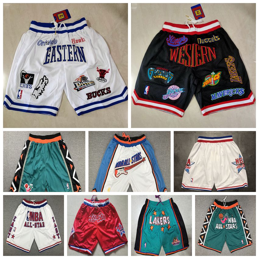 

Men's Just Don All star 92 95 96 97 Basketball NBA Shorts Mitchell & Ness White Black Classics Stitched Swingman Sweatpants S-XXL