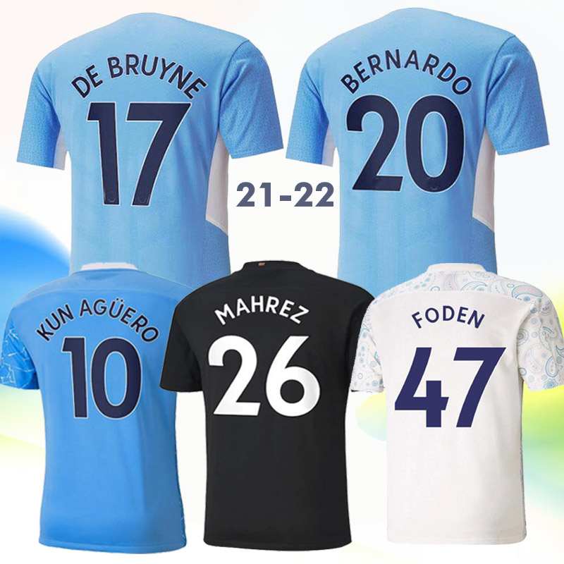 

21 22 thai quality man women kid city soccer jersey player STERLING KUN AGUERO DE BRUYNE G.JESUS FODEN BERNARDO MAHREZ RODRIGO football shirt and kit, 2021 3rd