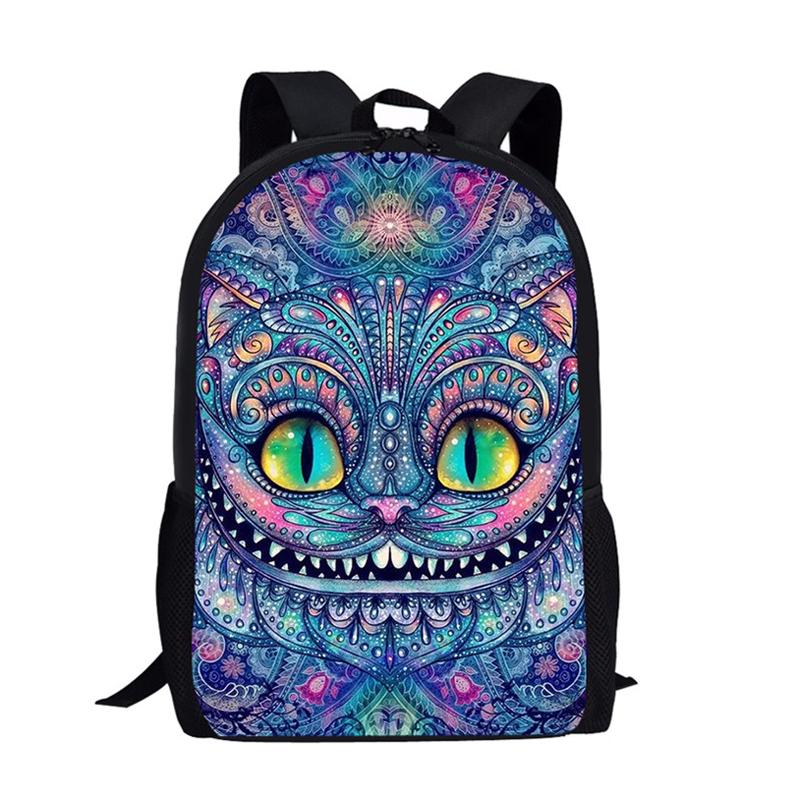 

Middle School Backpack For Boys Girls Cute Art Mischievous Smile Cat 3D Print Large Capacity Kids Student Book Bag Set Bags