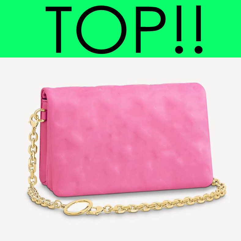 

TOP. M80742 POCHETTE COUSSIN Shoulder Flap Bag Designer Womens Cross Body Belt Chain Clutch Bags Key Pouch Tote Handbag Accessoires Cles Wallet MM PM M80745, Blue/red lambskin