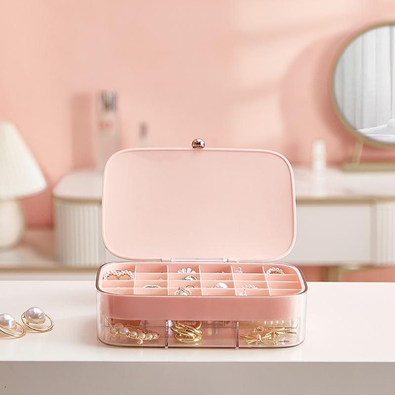 

Storage Boxes & Bins Tool Jewelry Box With Lid Rings Earrings Necklace 2-layer Holder Case Classified Organizer For Women Girls