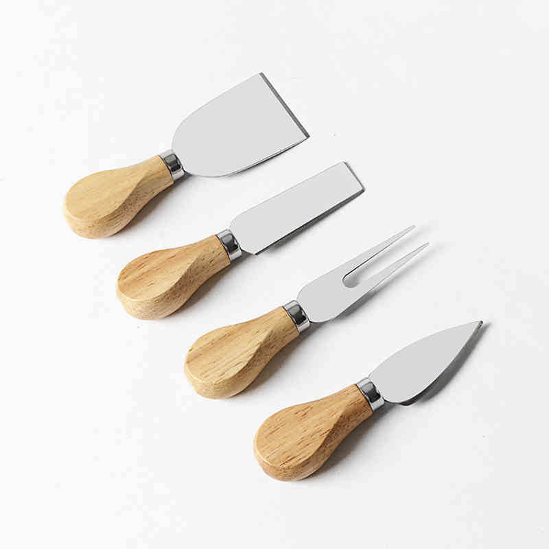 

4Pcs/Set Wood Handle Cheese Kitchen Tool Knives Steel Stainless Cheeses Cutlery Slicer Cutter Mini Knife Butter Knifes Spatula ForK Cooking
