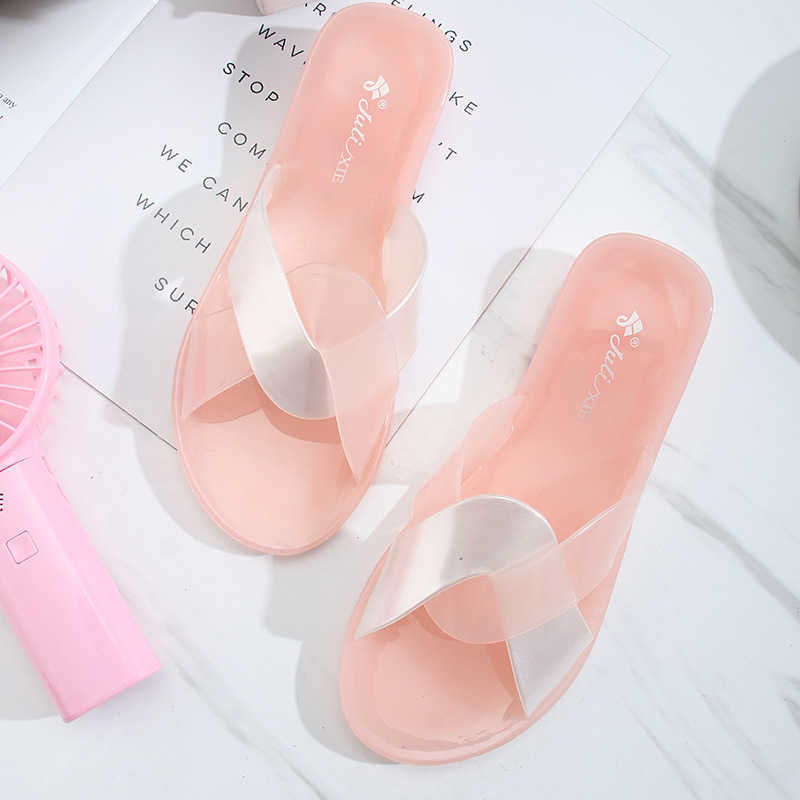 

Jelly Shoes Women Summer Slippers Flats Anti Slipper 2021 New Female Plastic Beach Shoes Pvc Slides for Women Casual Summer Shoe H0827, Blacksliver
