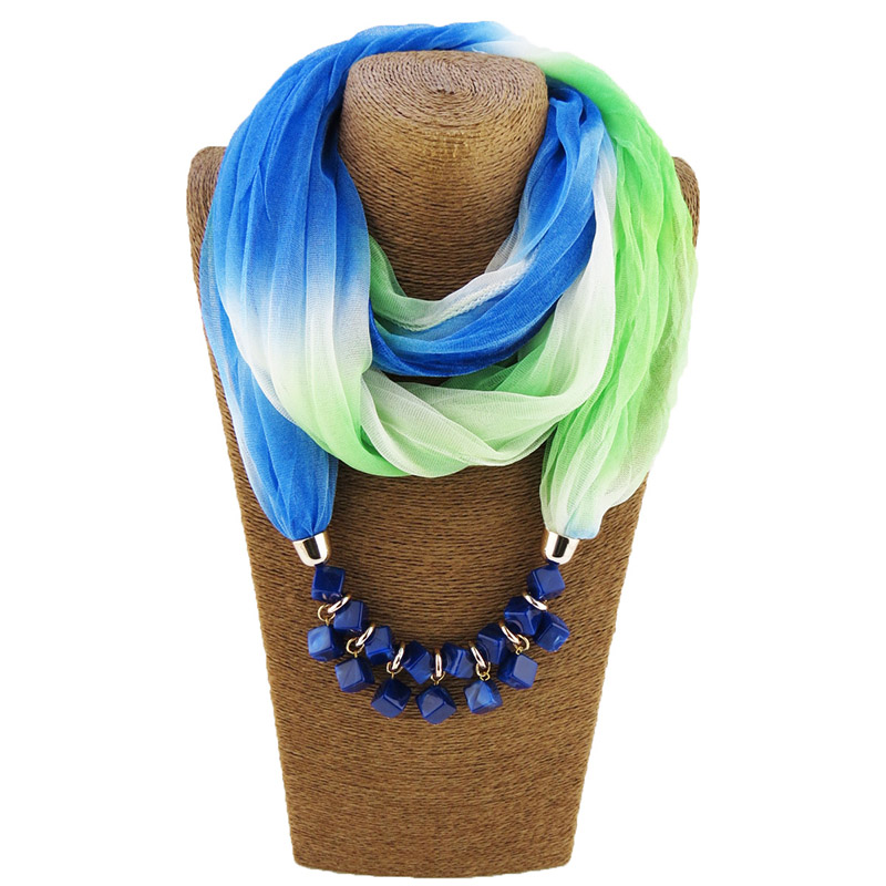 

Colorful gradients Chiffon Beads Necklace Fashion Scarves with Necklaces Autumn Pendant Jewelry scarf, 8 colors