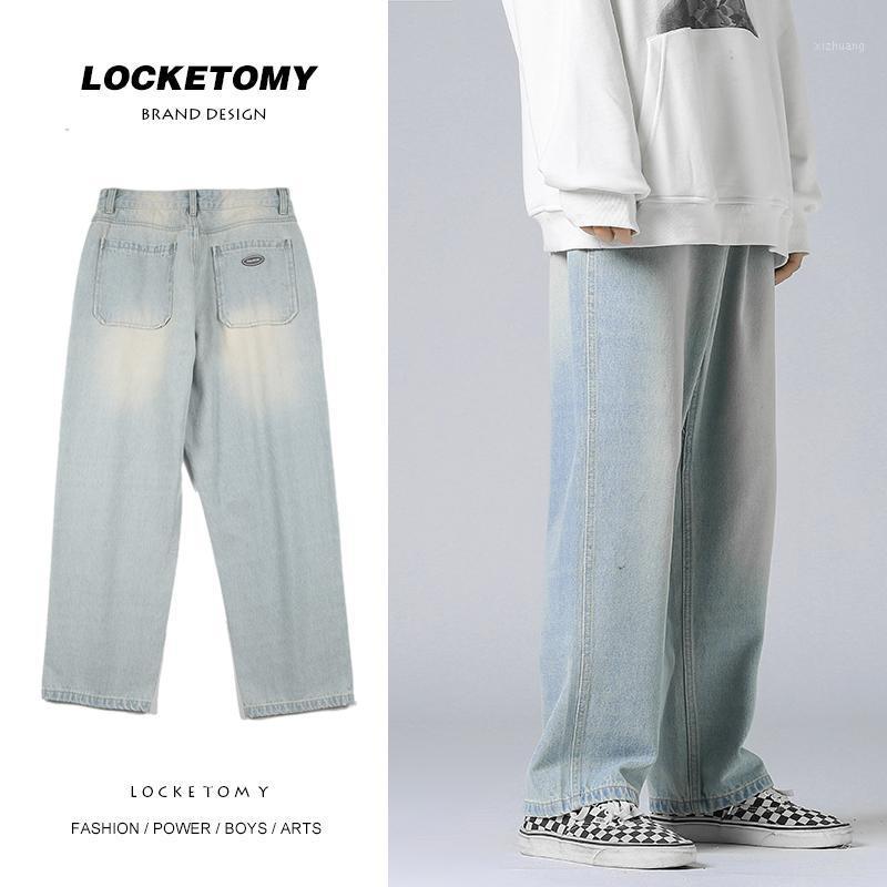 

Men's Jeans Retro Baggy 2021 Autumn Vintage Blue Casual Straight Wide Leg Denim Pants Male Personality Fashion Street Clothing