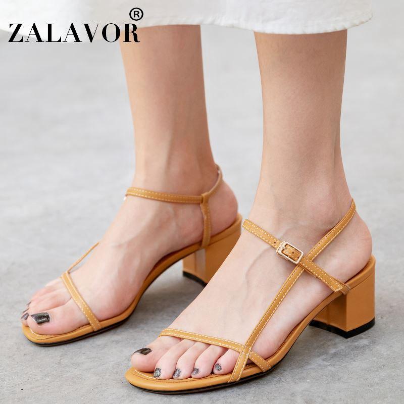

Size 31-43 Woman Sandals Buckle Thick Heel Summer Shoes Fashion Party Wedding Office Ladies Footwear, Black