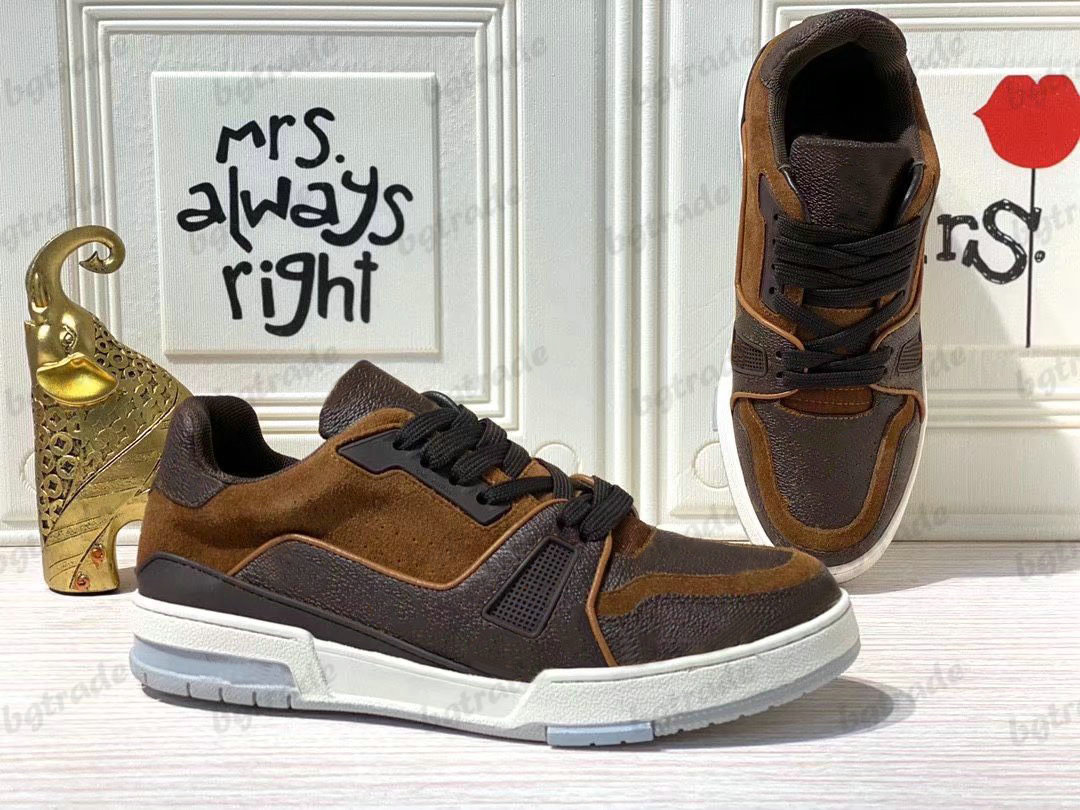 

Designer Trainer Sneaker Denim Brown Monograms 2022 SS Luxury Sports Shoes Unisex White Calf leather Trainers Retro Basketball Skate Shoe