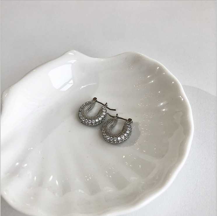 Retro Exaggerated Temperament Rhinestone Earrings 2021 Trendy Female Hoop & Huggie-image-697116100