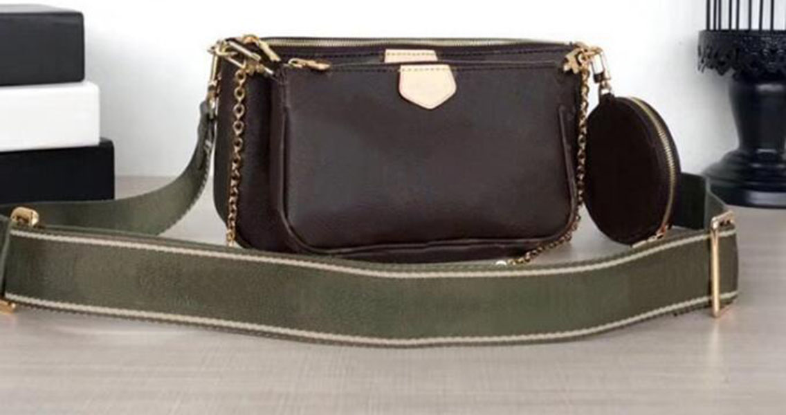 

New Shoulder Bags three piece set classic handbags women bag leather lady messenger bag satchel cross body bag lady package purse M010, Army green