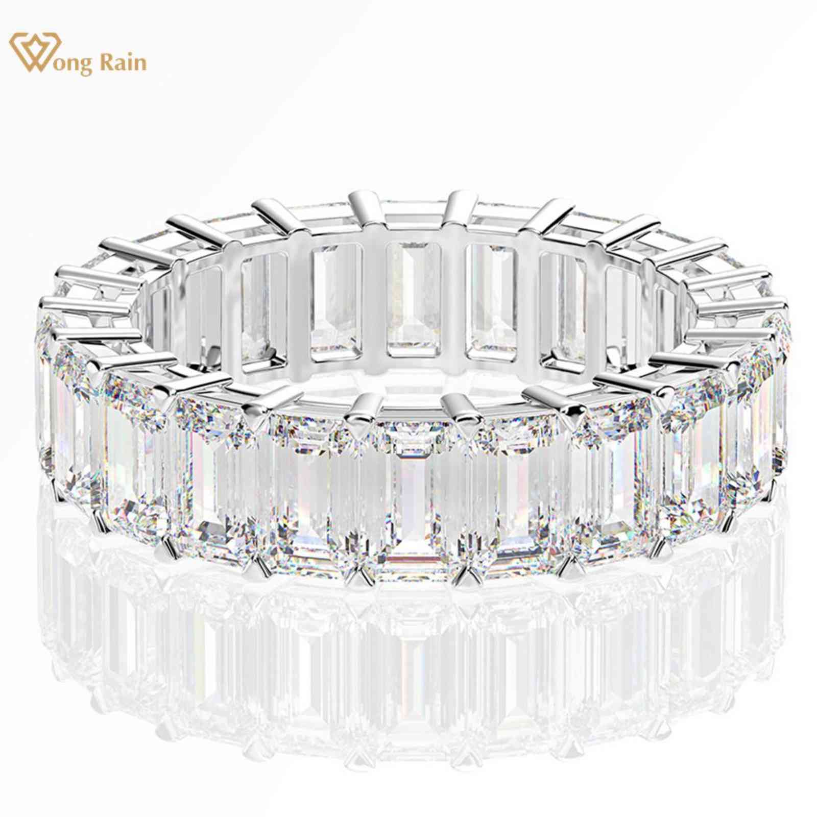 

Wong Rain Luxury 925 Sterling Silver Created Moissanite Gemstone Wedding Band Engagement White Gold Ring Fine Jewelry Wholesale