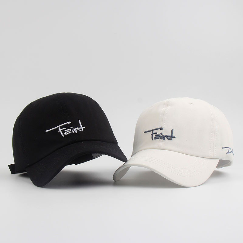 

Fashion letter embroidered baseball cap fashionable couple crooked duck tongue caps student sunshade hat, White