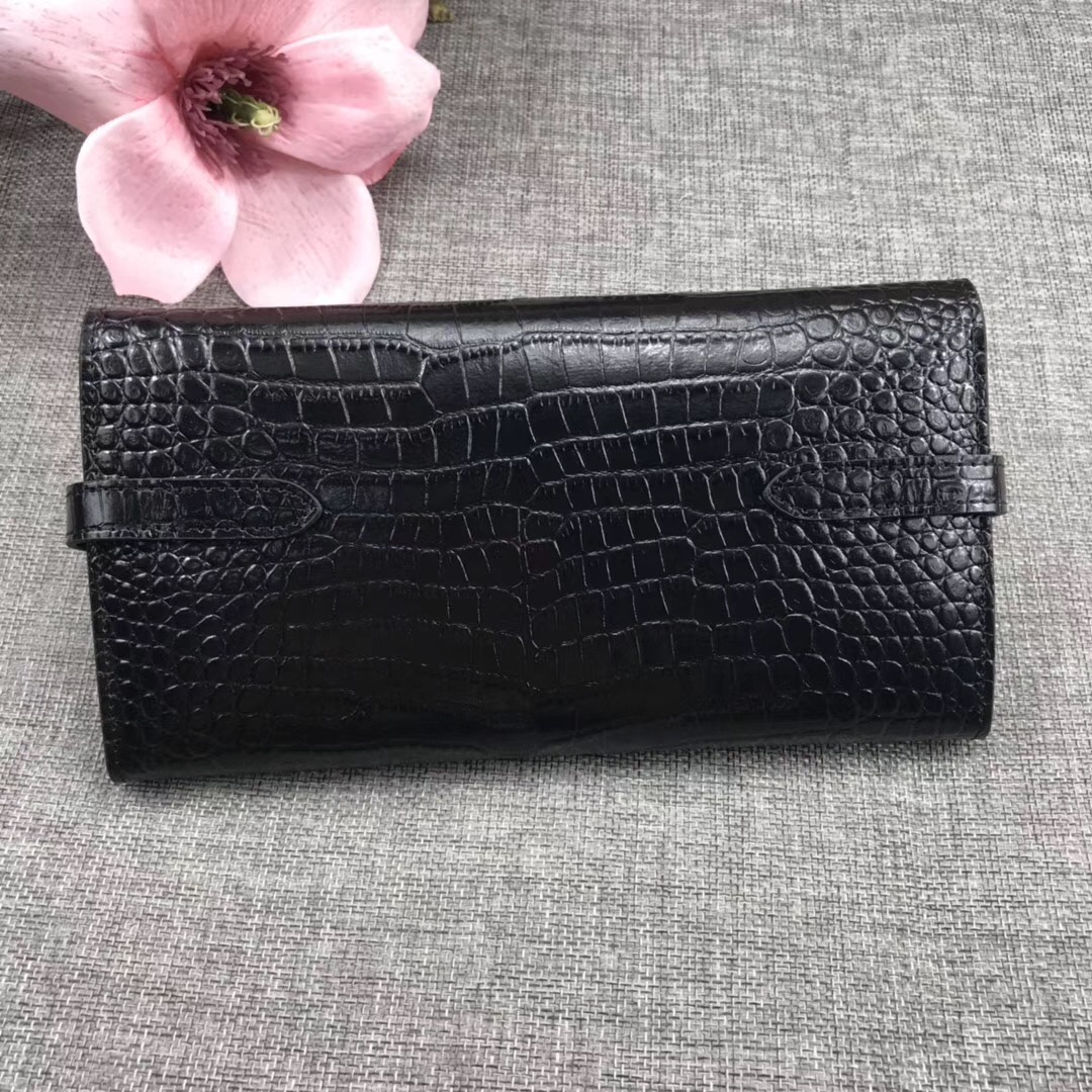 

Top quality Alligator Long Wallets Whole Leather Women Card holders Purse Bags fashion Cowskin Genuine leather, Red