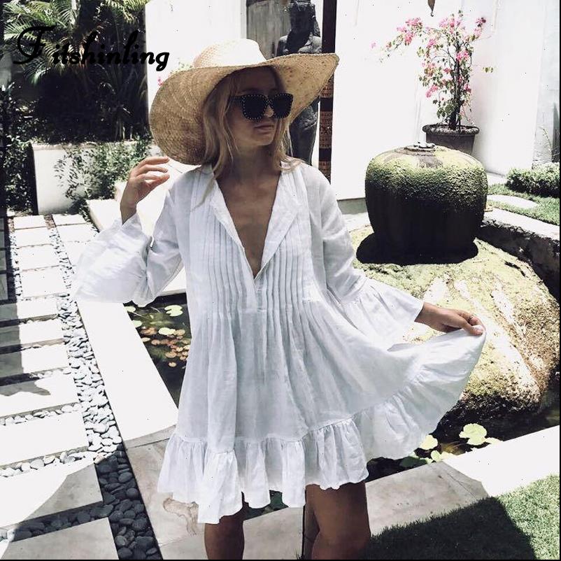 

pleated autumn beach bohemian women dress flare sleeve pareos ruffles whte short dresses for, Black;gray