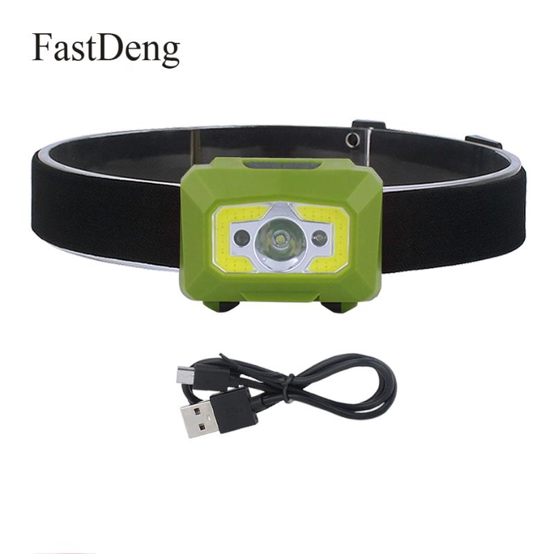 

Head Lamps LED Body Motion Sensor Headlamp USB Rechargeable XPE COB Lamp Mini Headlight Outdoor Camping Torch