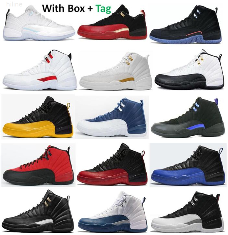 

12 Utility Twist OVO Low Easter Bowl Reverse Flu Game Basketball Shoes Men 12s University Gold Dark Concord Taxi Playoff Stone Blue French, Gym red