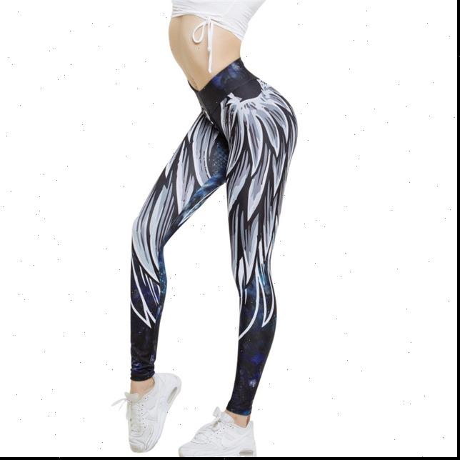

Angel Wings Printing Put Hip Womens Leggings Elastic High Waist Breathable Slim Pants, Black