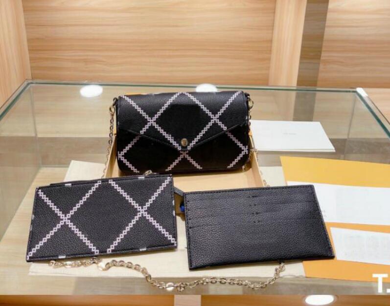 

3pcs/set POCHETTE FELICIE Women Shoulder Bag M61276 Clutch Wallet Luxury Designer Crossbody handbag Removable Chain Coin Purse