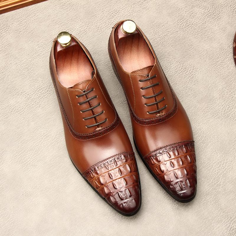 

Dress Shoes Large Size EUR46 Black / Coffee/ Brown/ Wine Red Mens Business Genuine Leather Oxfords Prom