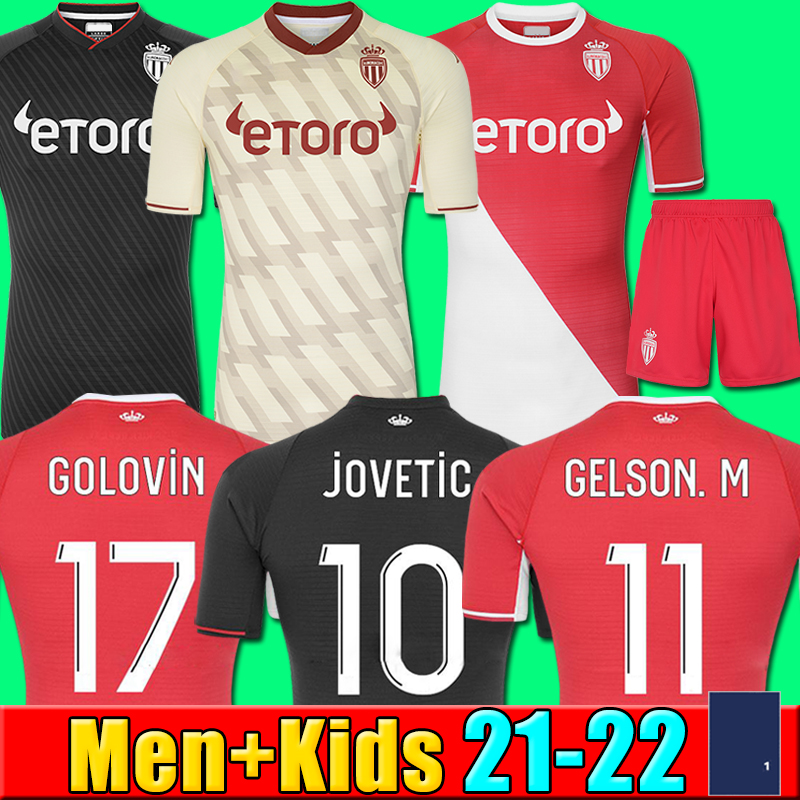 

2021 2022 maillots AS Monaco FC Soccer Jerseys BEN YEDDER JOVETIC GOLOVIN 21 22 GEUBBELS GELSON.M home third Men Kids maillot de foot Flocage JORGE 20 Football Shirt, P03 21 22 away